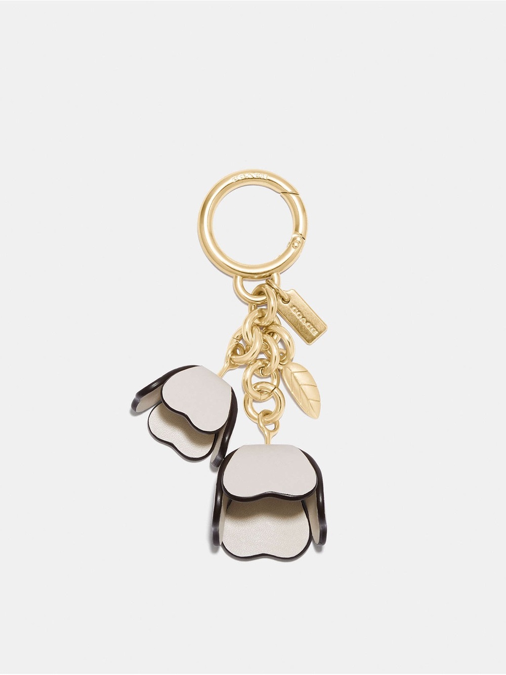 Coach Essential Tea Rose Bag Charm in gold and chalk